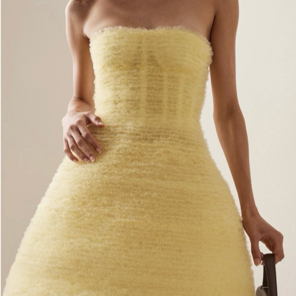 Carolina Herrera Yellow Strapless A-Line Cocktail Dress